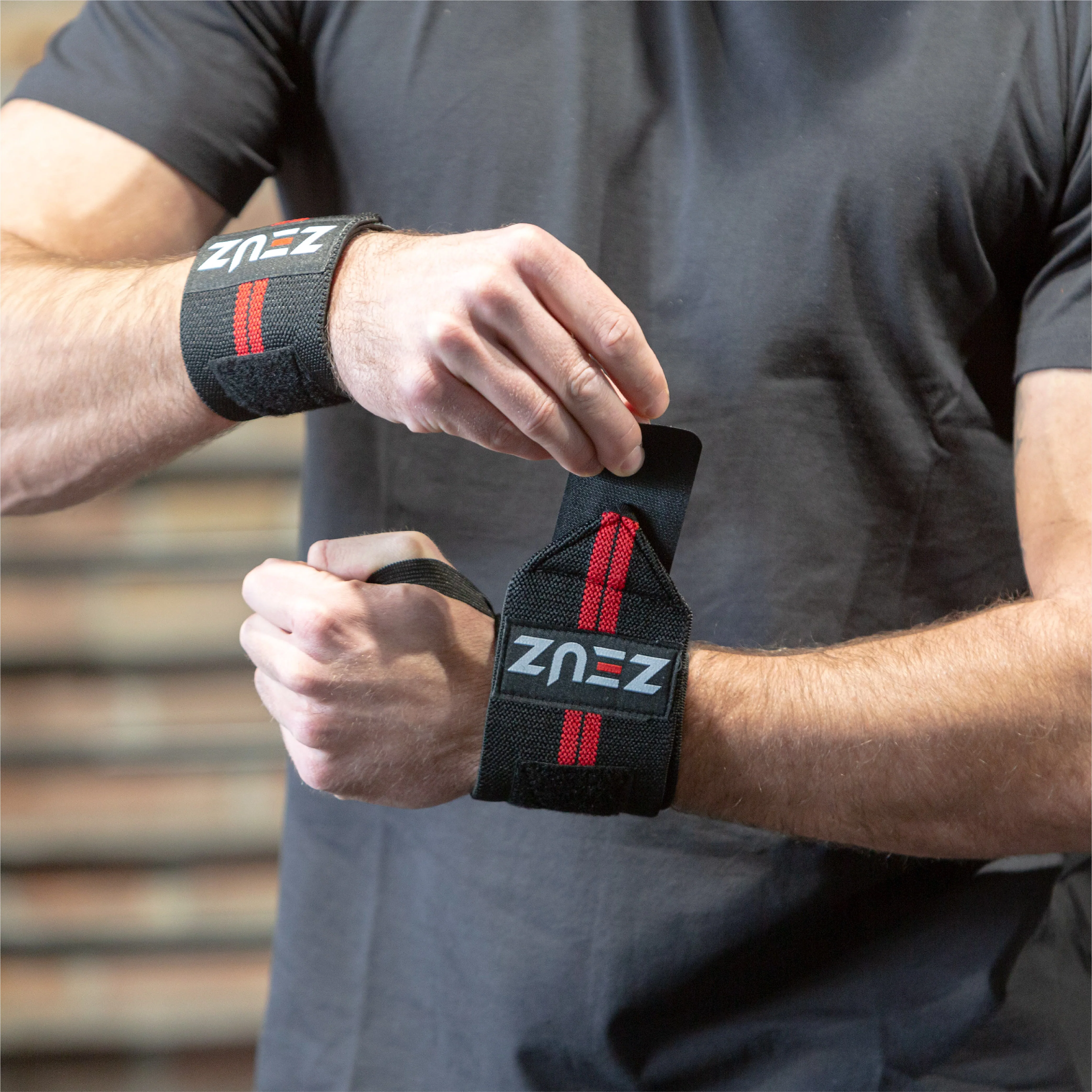 ZEUZ 1 Stuk Polsband - Wrist wrap - Zwart-rood - Image 3